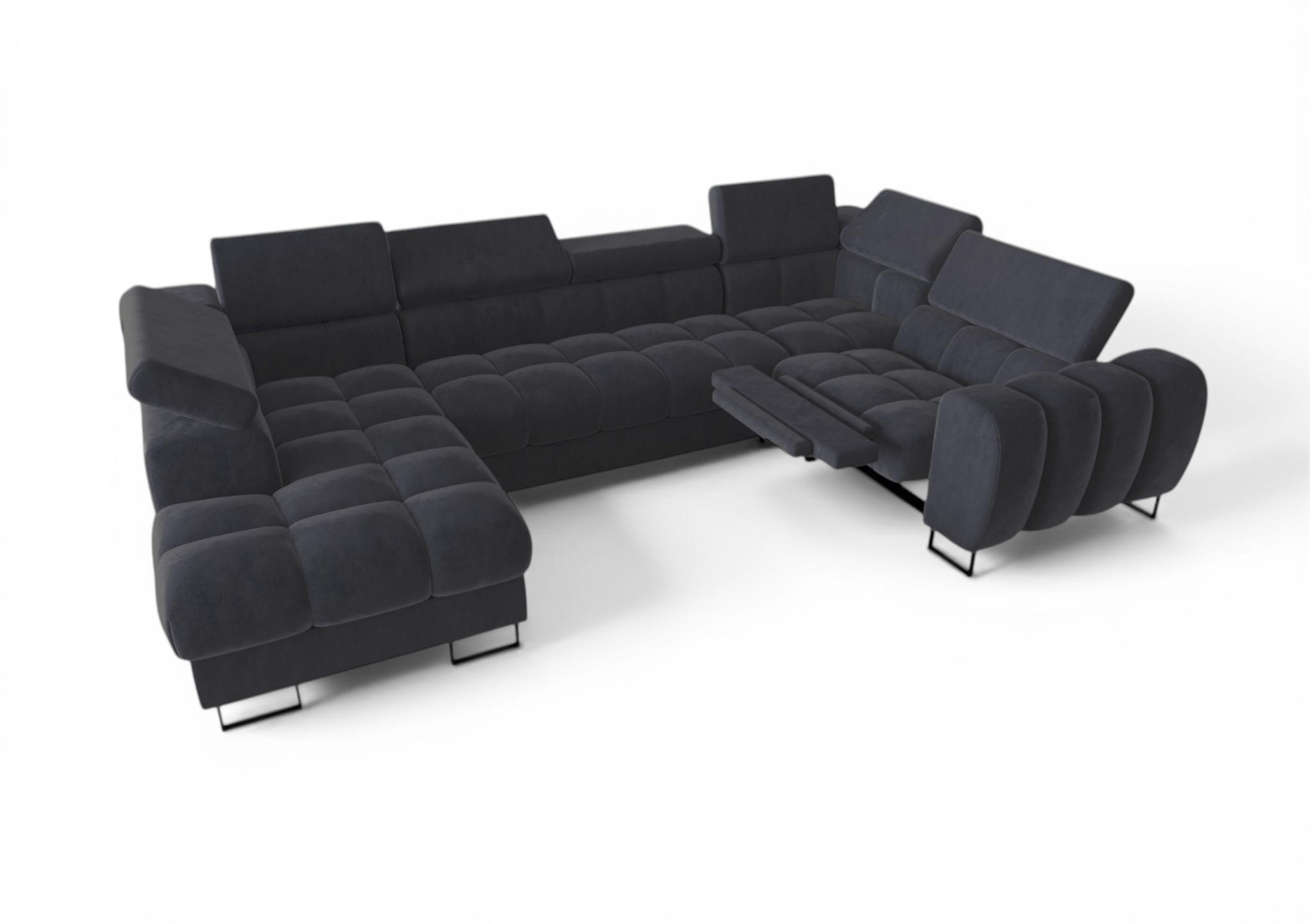 WOHNLANDSCHAFT Bastien Relax - Dunkelgrau, Holzwerkstoff/Textil (198/95/350cm) - Fun Möbel