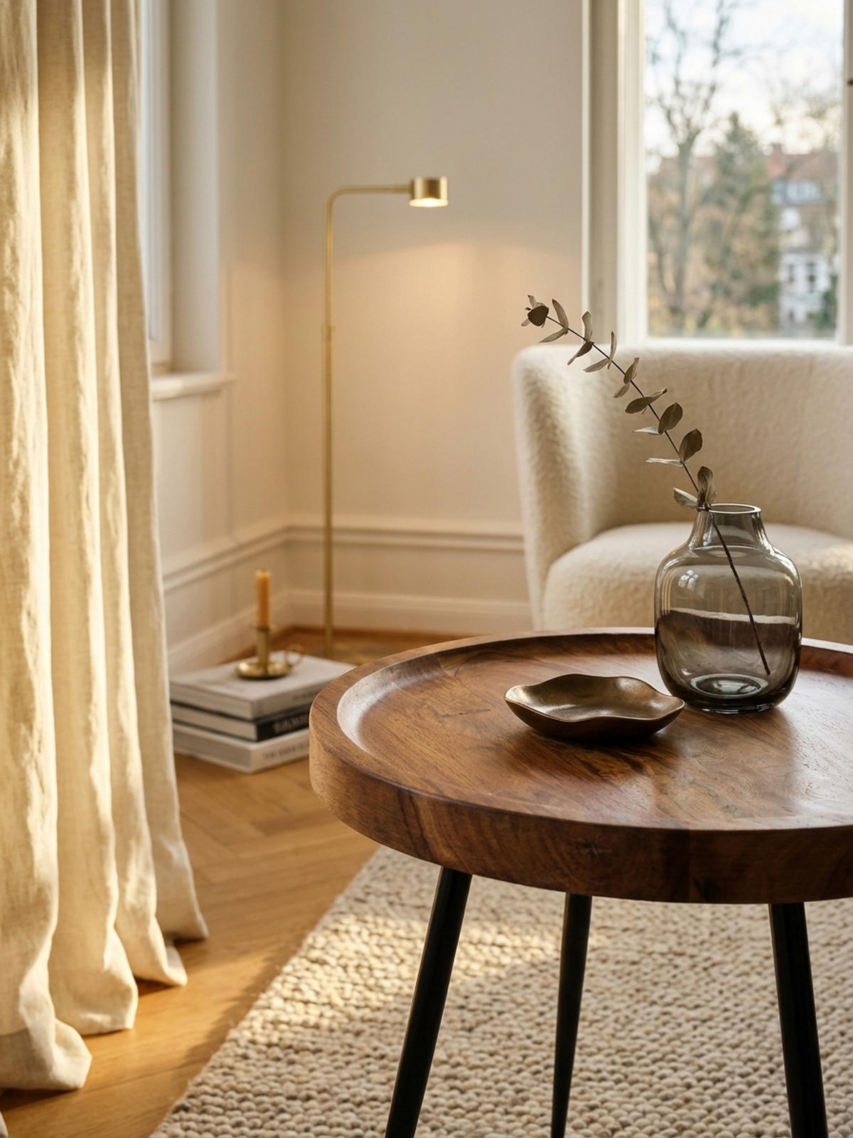 BEISTELLTISCH – Massivholz Metall 50 kg belastbar Industrial - Schwarz/Braun, Holz/Metall (46/46/40cm) - KADIMA DESIGN