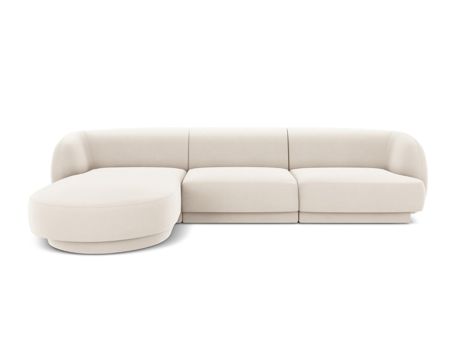 ECKSOFA links Miley aus Samt leichtes beige 4 Sitzplätze - Beige, Textil (156/255cm) - Micadoni