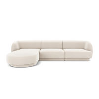 ECKSOFA links Miley aus Samt leichtes beige 4 Sitzplätze - Beige, Textil (156/255cm) - Micadoni