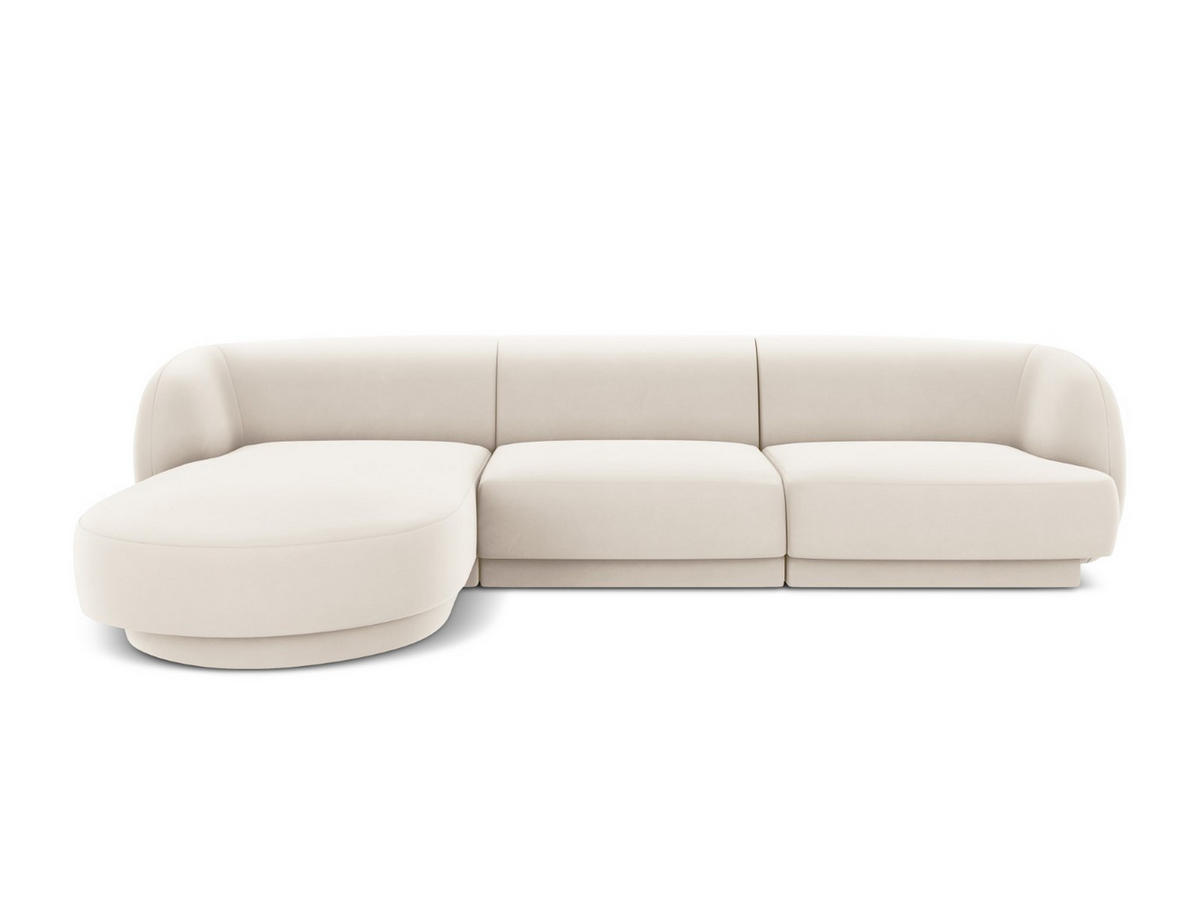 ECKSOFA links Miley aus Samt leichtes beige 4 Sitzplätze - Beige, Textil (156/255cm) - Micadoni