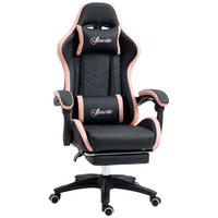 GAMINGSTUHL mit Kopf- und Lendenstütze Rosa + Schwarz - Schwarz, Kunststoff (65/129/65cm)