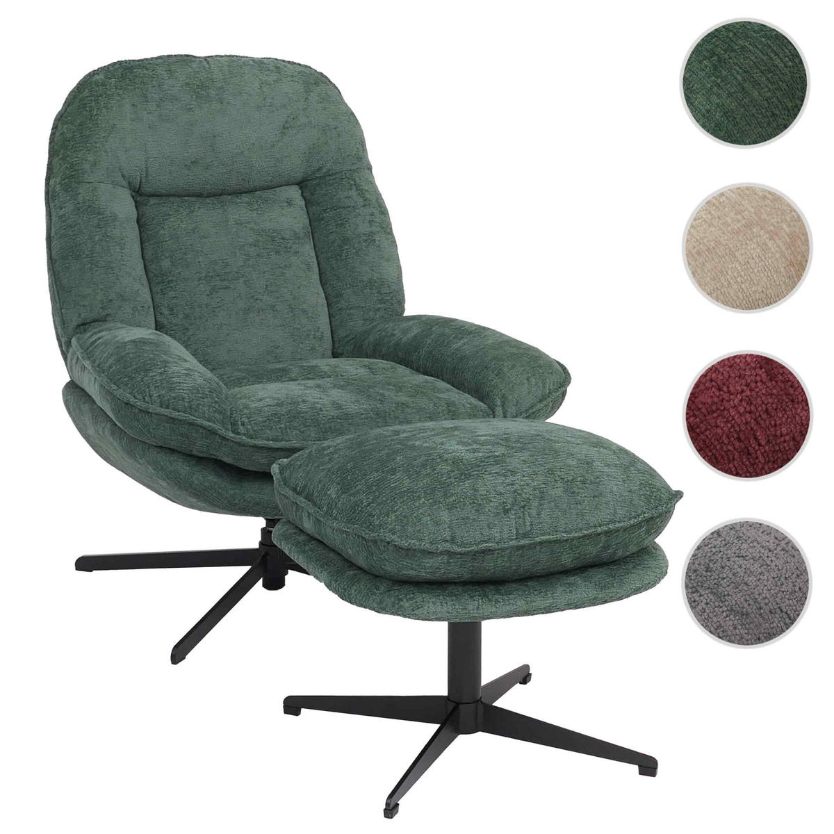 RELAXSESSEL MIT HOCKER Grün - Grün, Textil (80/96/90cm) - MCW