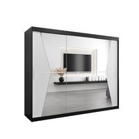 SCHWEBETÜRENSCHRANK 200/250/62 3-türig - Silberfarben/Schwarz, Holz/Kunststoff (250/200/62cm) - Abiks Möbel