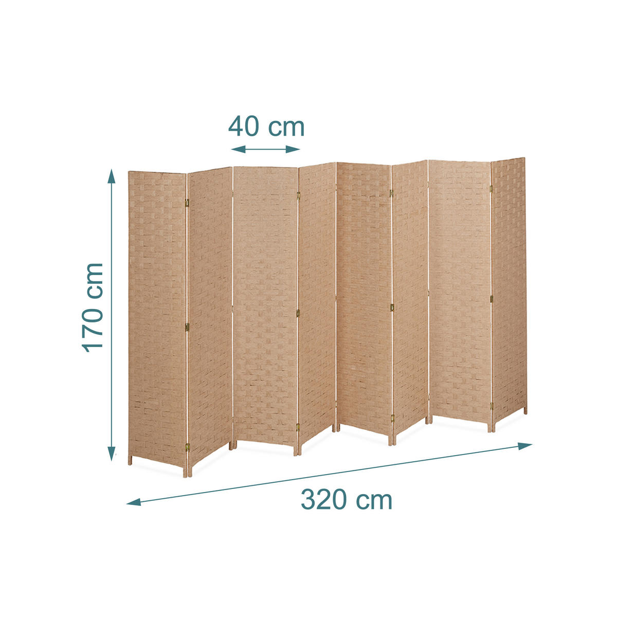 PARAVENT - Hellbraun, Holz/Papier (320/170/2cm) - Relaxdays