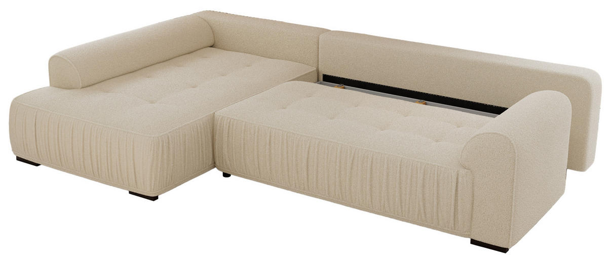 ECKSOFA ORTA Beige Boucle - Links - Beige/Schwarz, Textil (325/200cm) - MKS