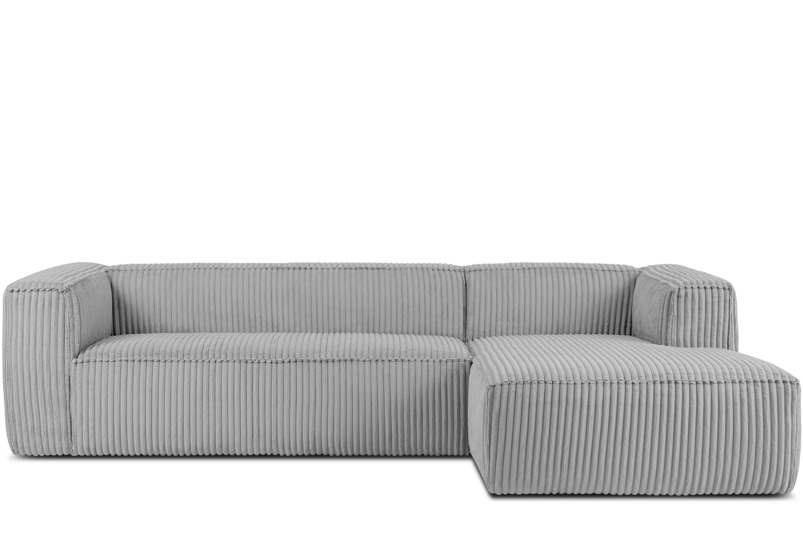 ECKSOFA-RECHTS FEROX Modern, Cord-Stoff, hellgrau - Hellgrau, Textil (305/175cm) - KONSIMO®