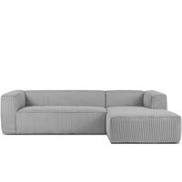 ECKSOFA-RECHTS FEROX Modern, Cord-Stoff, hellgrau - Hellgrau, Textil (305/175cm) - KONSIMO®