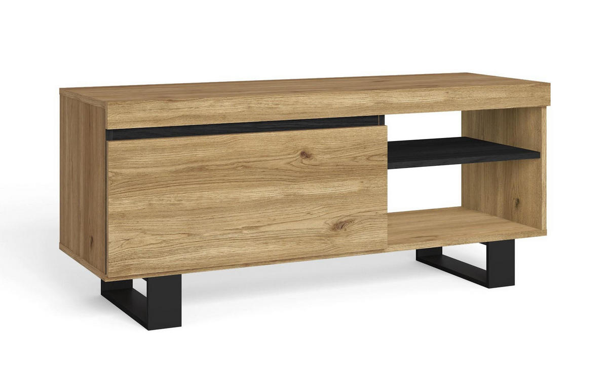 LOWBOARD eiche, schwarz, 120/40/53cm - Eichefarben/Schwarz, Holzwerkstoff (120/53/40cm) - Skraut Home