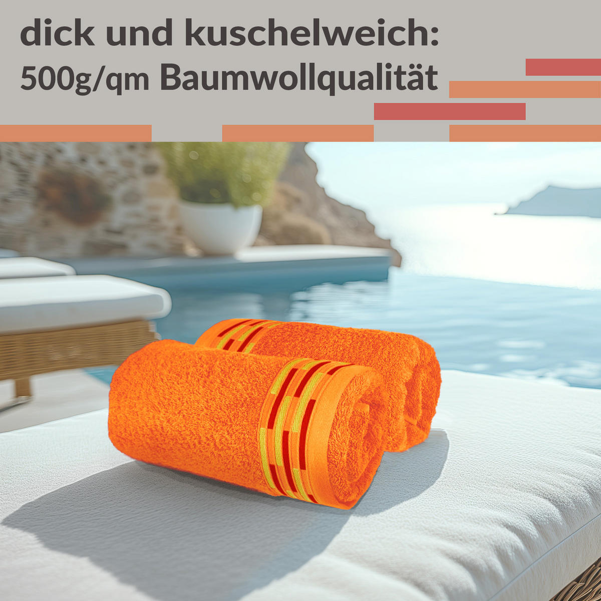 HANDTUCH Lugano Orange 2er 50x100 cm - Orange, Textil (50/100cm) - Lashuma