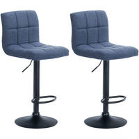 BARHOCKER 2er Set Stoff blau - Blau, Textil/Metall (46/94/47cm) - CLP