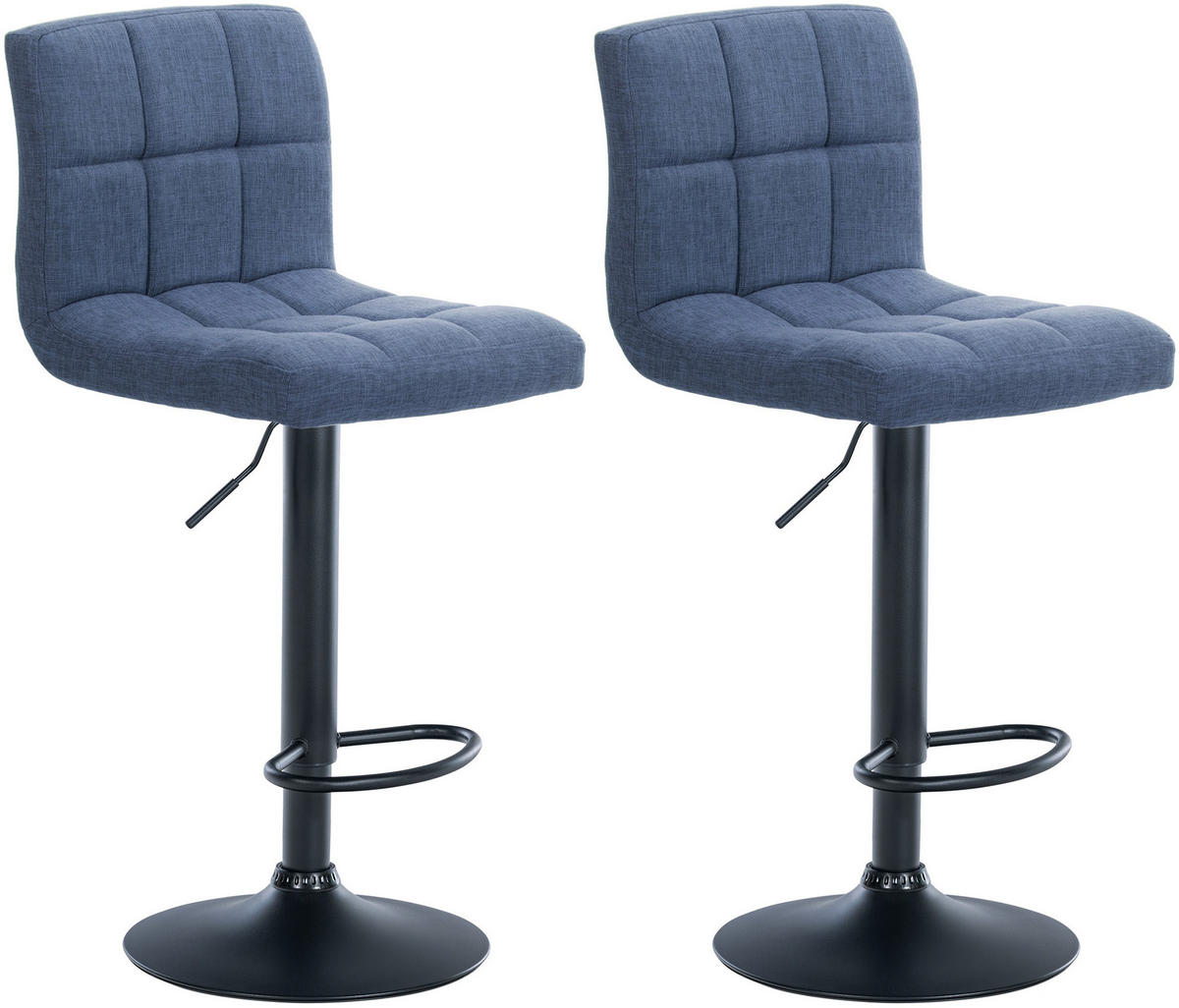 BARHOCKER 2er Set Stoff blau - Blau, Textil/Metall (46/94/47cm) - CLP