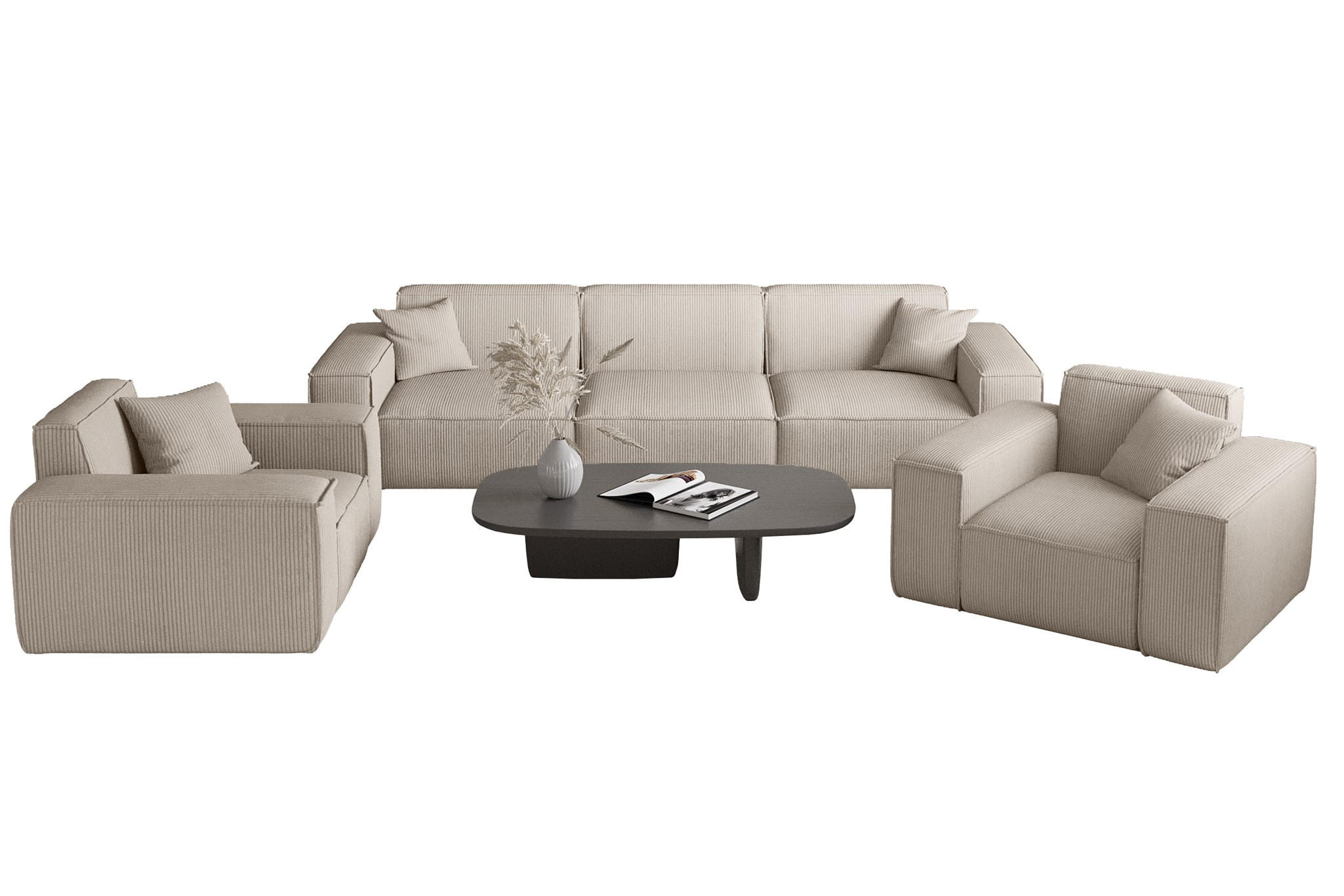 Fun Möbel Sofaset Beige 225x73x88 cm