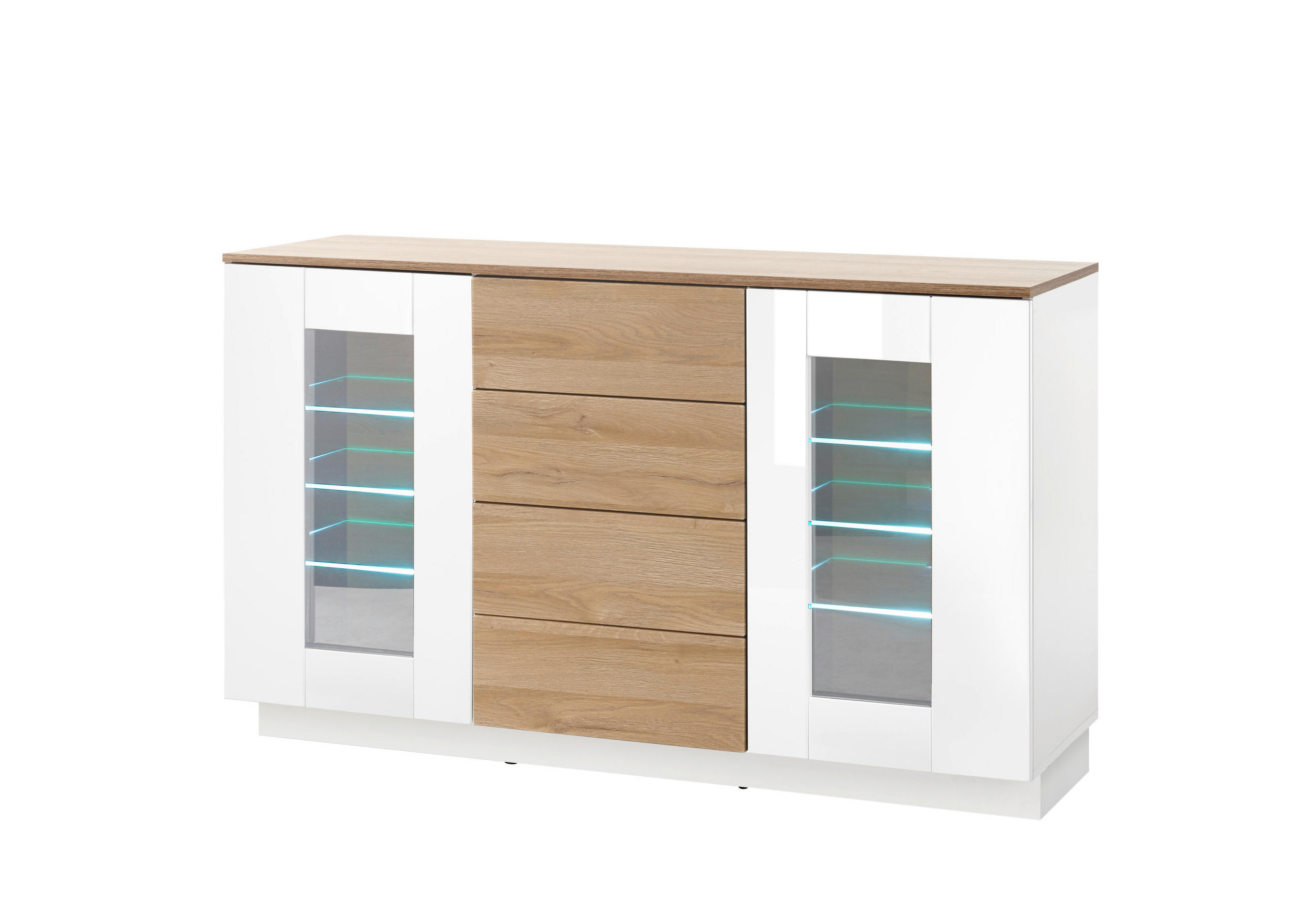 Livojo Sideboard Weiß Hochglanz 136x85x43 cm