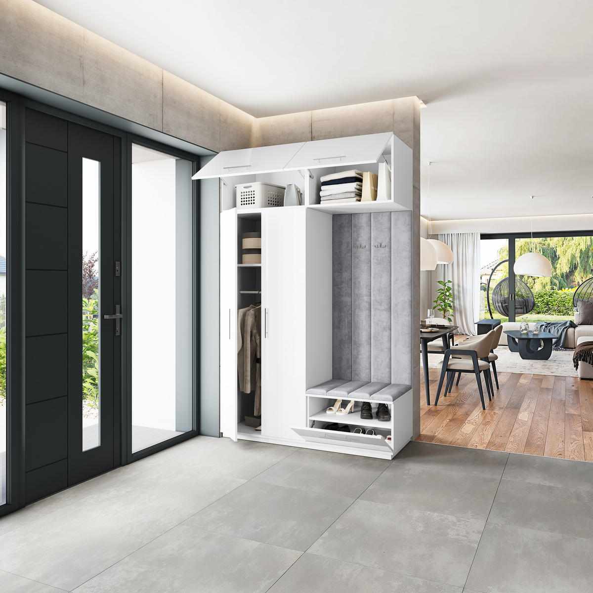 GARDEROBENSCHRANK REMA 150/240/60 cm Modern Weiß - Weiß, Holzwerkstoff (150/240/60cm) - MASSENO