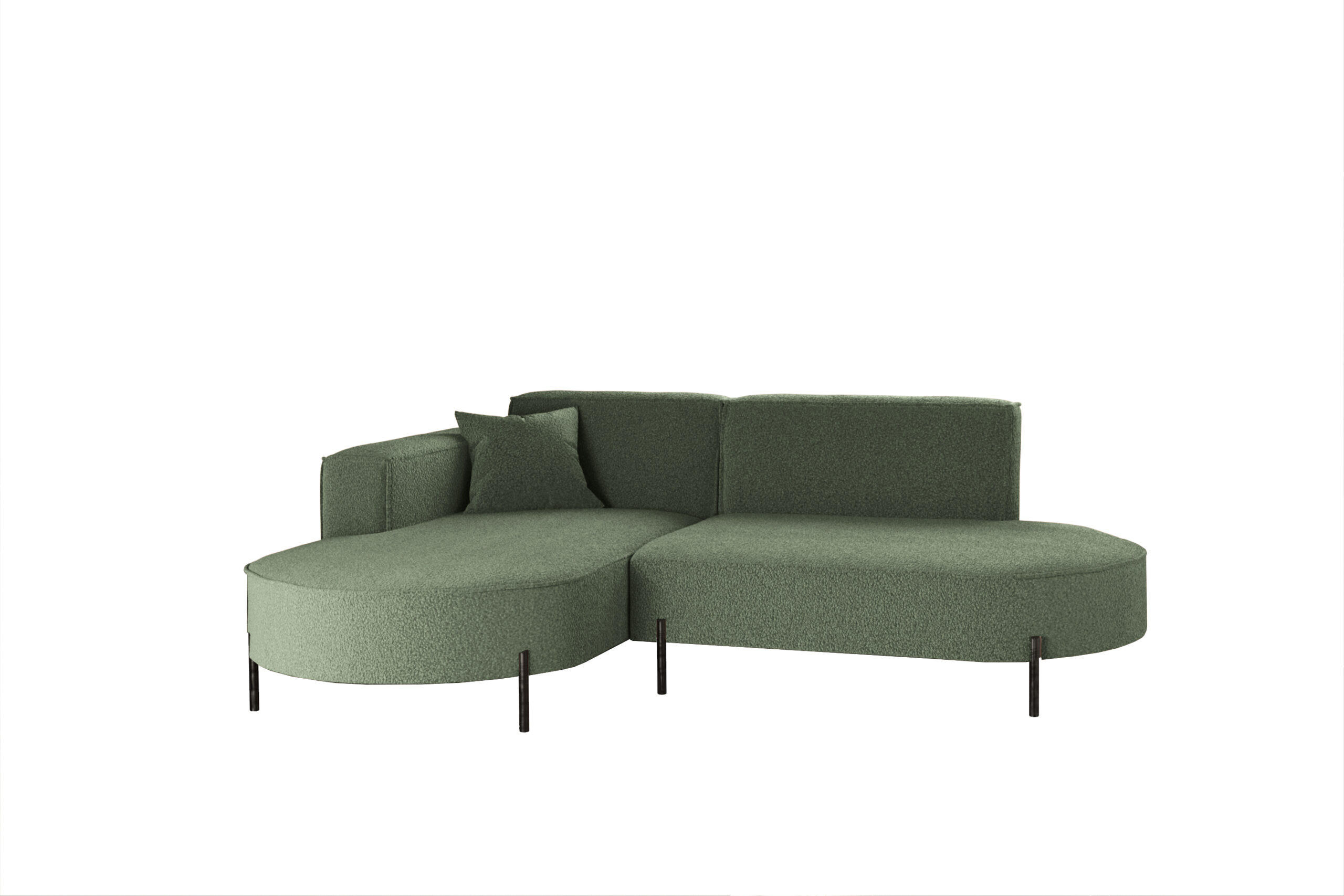 ECKSOFA L-Form Designer Modena Rein Stoff Quelle Grün Links - Grün, Holz/Textil (165/236cm) - Kaiser Möbel