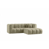 ECKSOFA Modulares In L-Form, Velvet-Stoff Riviera, Beige, Rechts, GRAND - Beige, Holz (227/179cm) - Kaiser Möbel