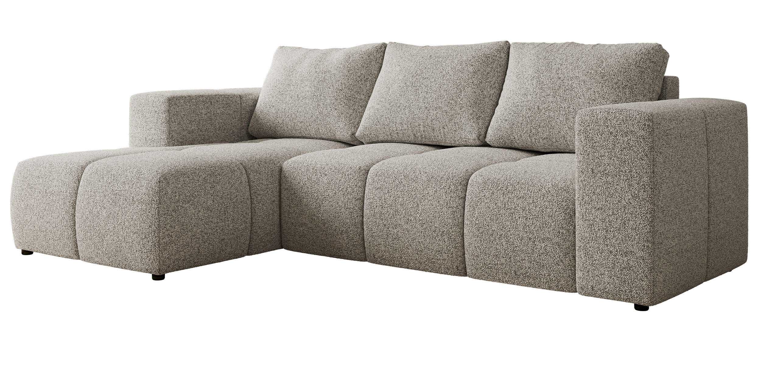 ECKSOFA MONIVA Hellgrau Strukture - Links - Hellgrau/Schwarz, Textil (164/266cm) - MKS