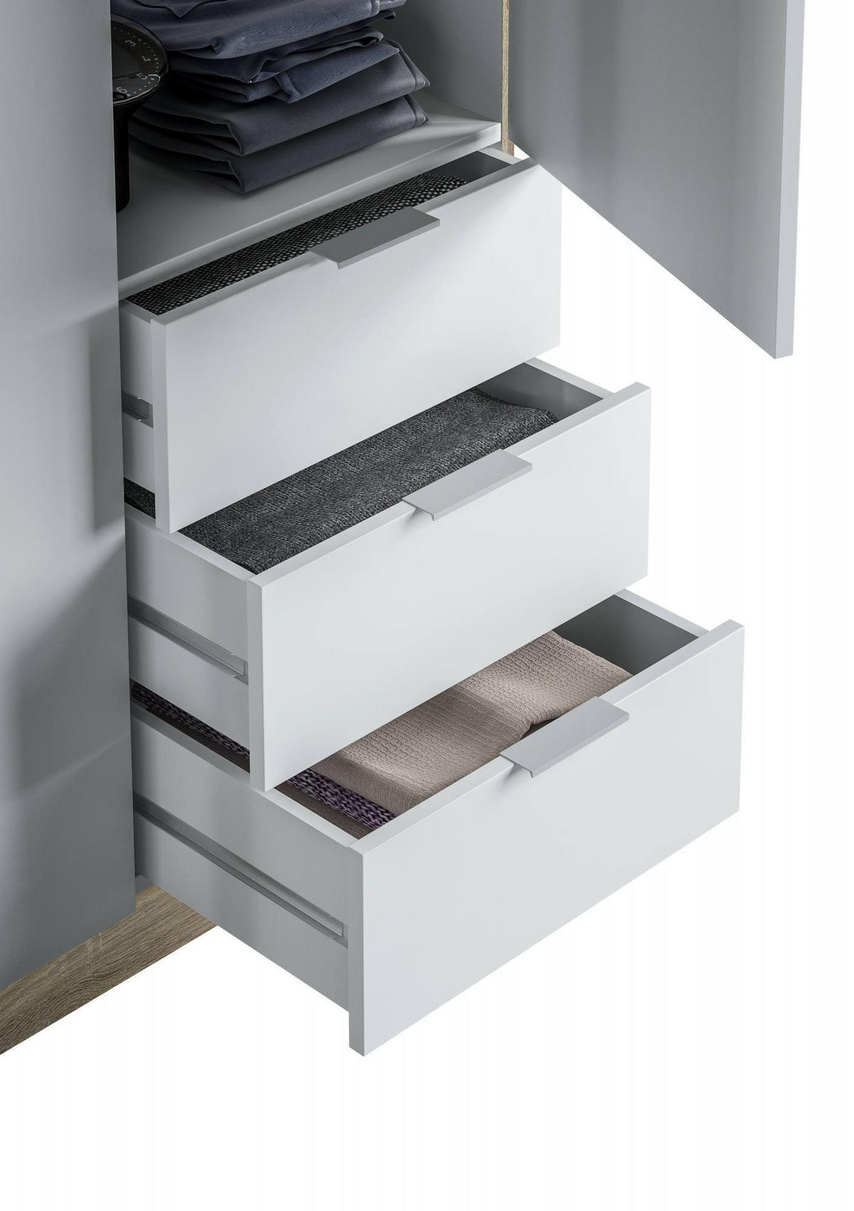 KLEIDERSCHRANK 3 TÜREN Weiß, Eiche 52/121/180 cm - Weiß, Holzwerkstoff (121/180/52cm) - DMORA