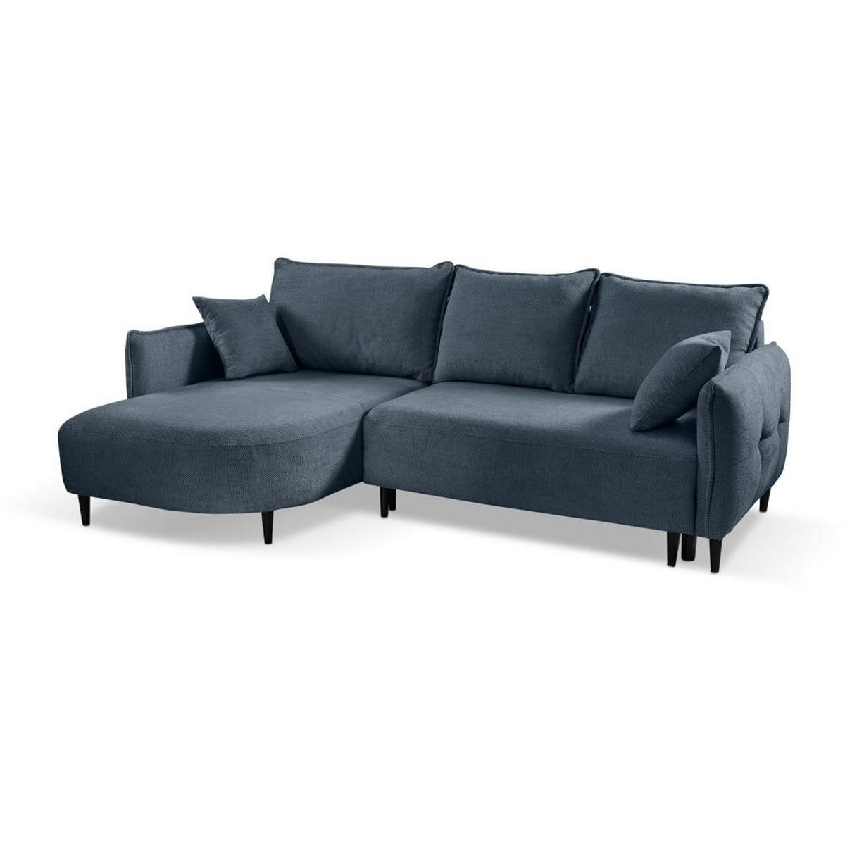 ECKSCHLAFSOFA Sycylia links dunkelblau - Schwarz/Dunkelblau, Textil (244/165cm) - Beautysofa