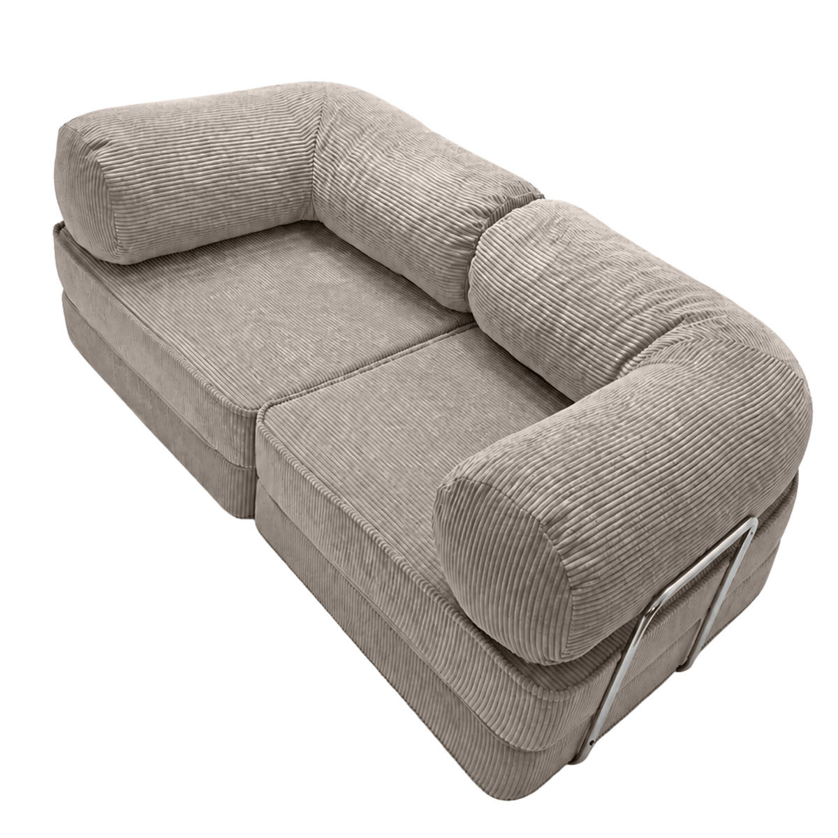 SOFA SURB Duo 100 Schlafsofa 2-Sitzer Taupe 200/100 cm - Taupe/Chromfarben, Textil/Metall (200/70/100cm) - SURB