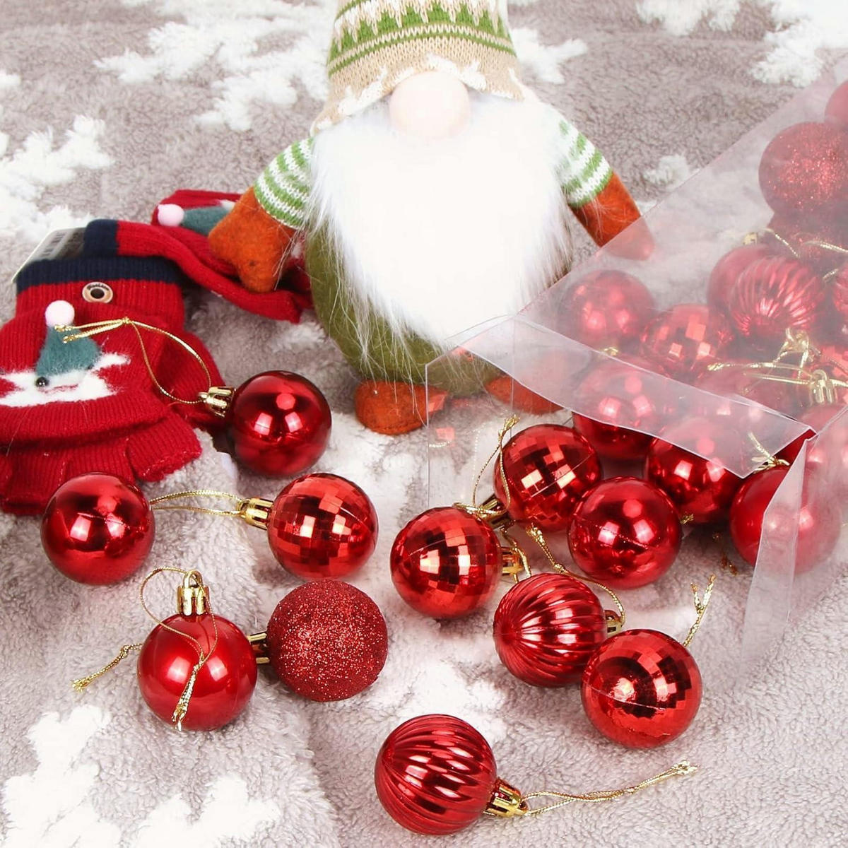 WEIHNACHTSKUGELN 36-teiliges Set Kunststoff Rot 4 cm - Rot, Kunststoff (4/4/4cm)