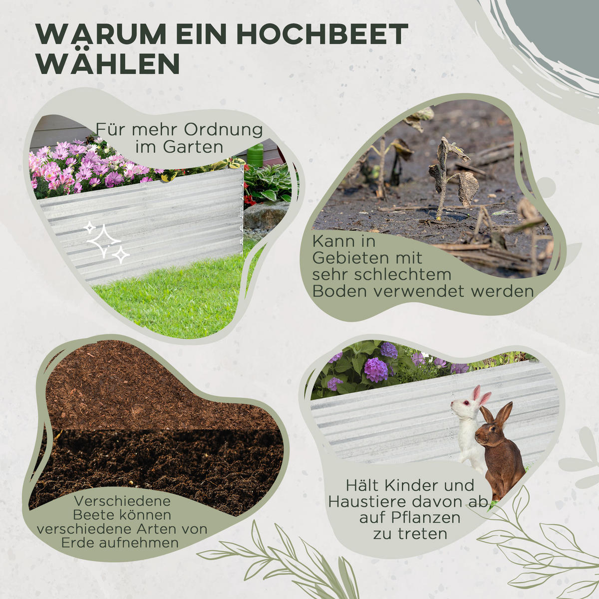 HOCHBEET - Silberfarben, Metall (90/59/180cm) - Outsunny