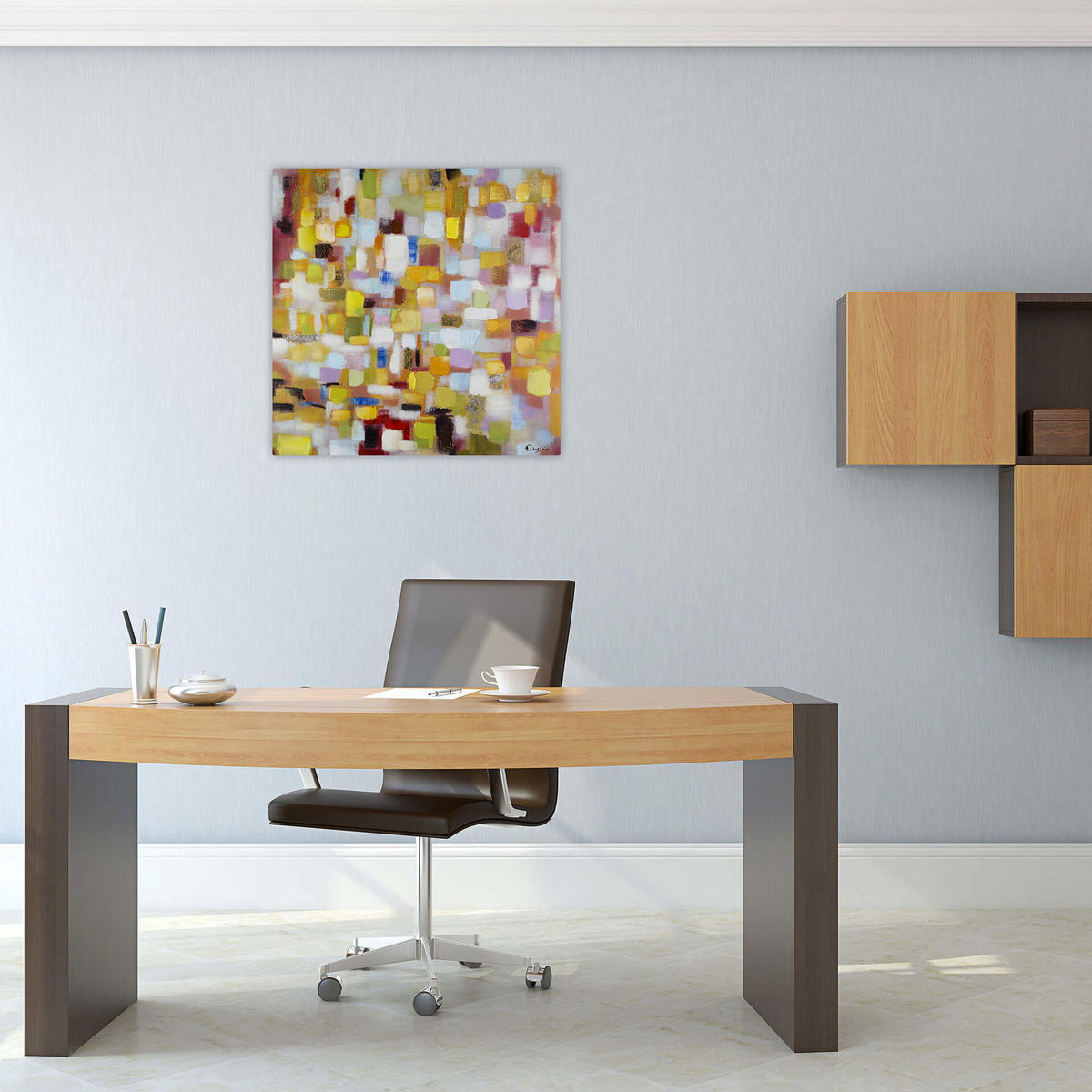 ACRYLBILD HANDGEMALT 80/80 cm - Gelb, Holz/Textil (80/80cm) - KUNSTLOFT