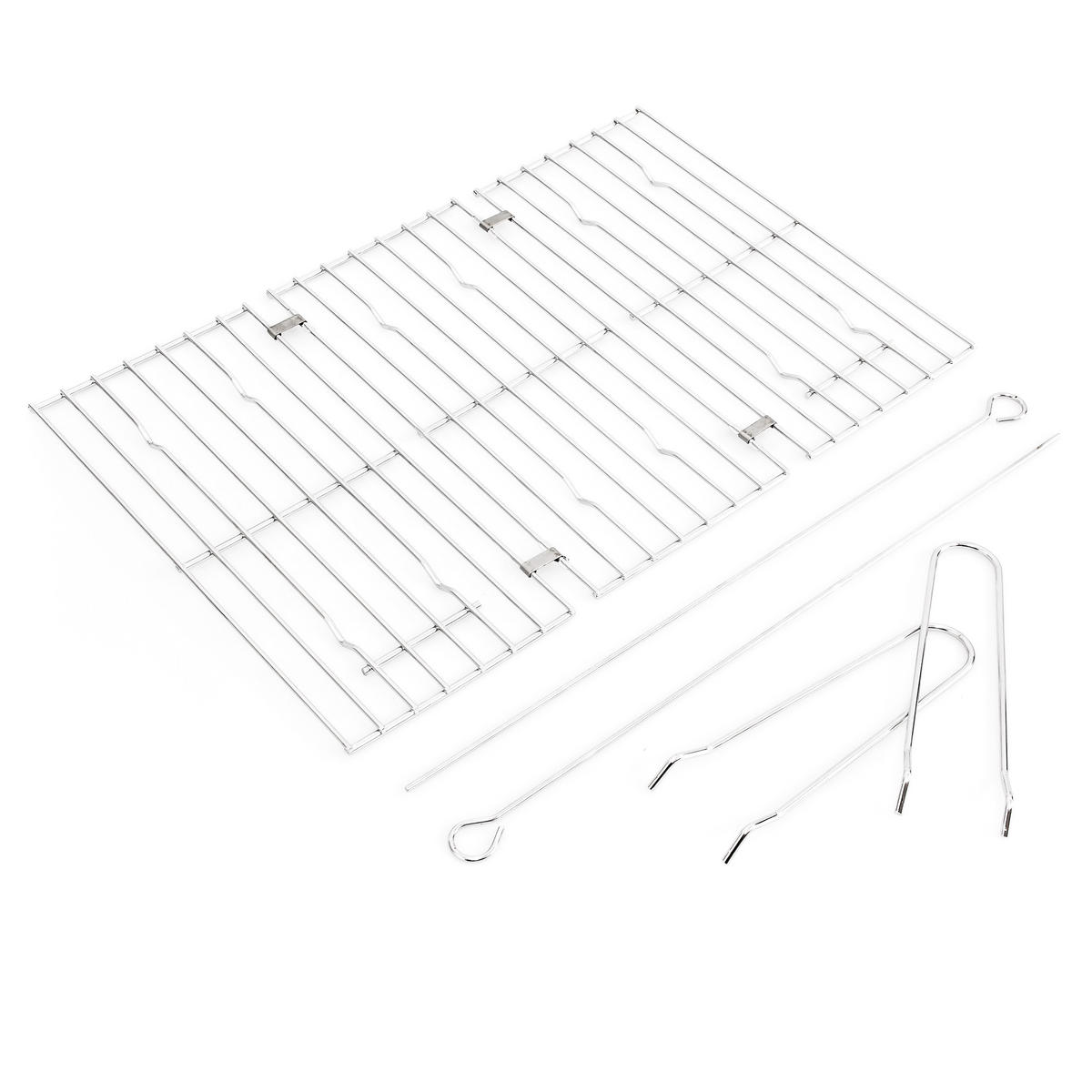 KLAPPGRILL - Silberfarben, Metall (30/30.5/45.5cm) - Relaxdays