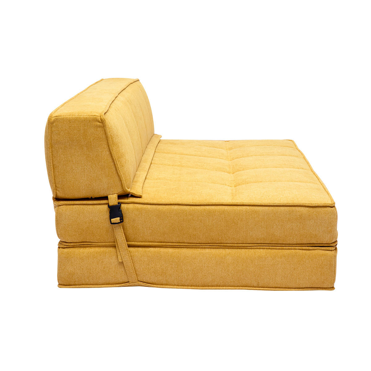 2-SITZER Schlafsofa Senfgelber Stoff Samteffekt KATY - Gelb, Textil (81/51/132cm) - Miliboo