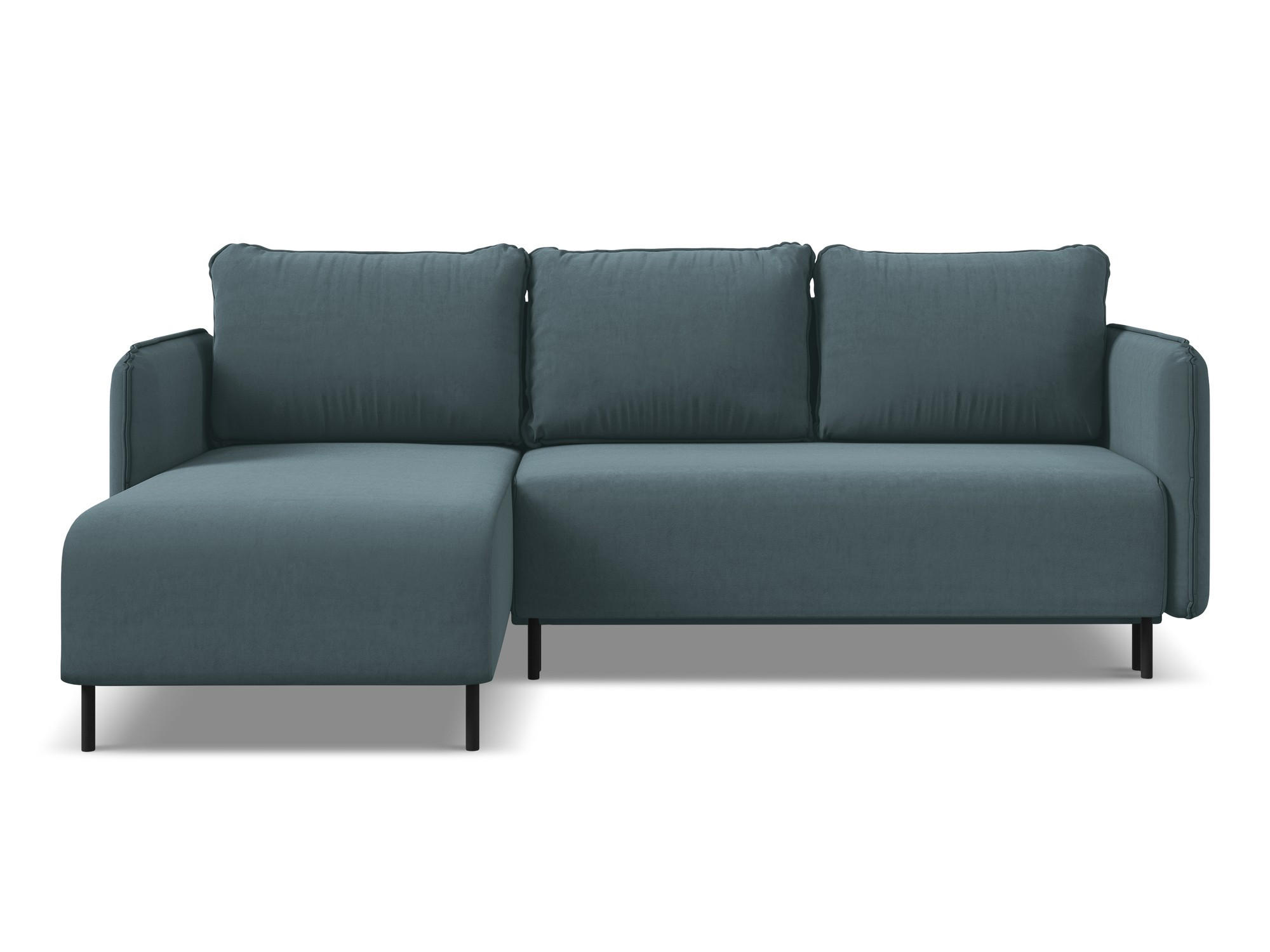 ECKSOFA mit Schlaffunktion Samt Stoff Blau - Blau/Petrol, Holz/Textil (162/236cm) - Makamii