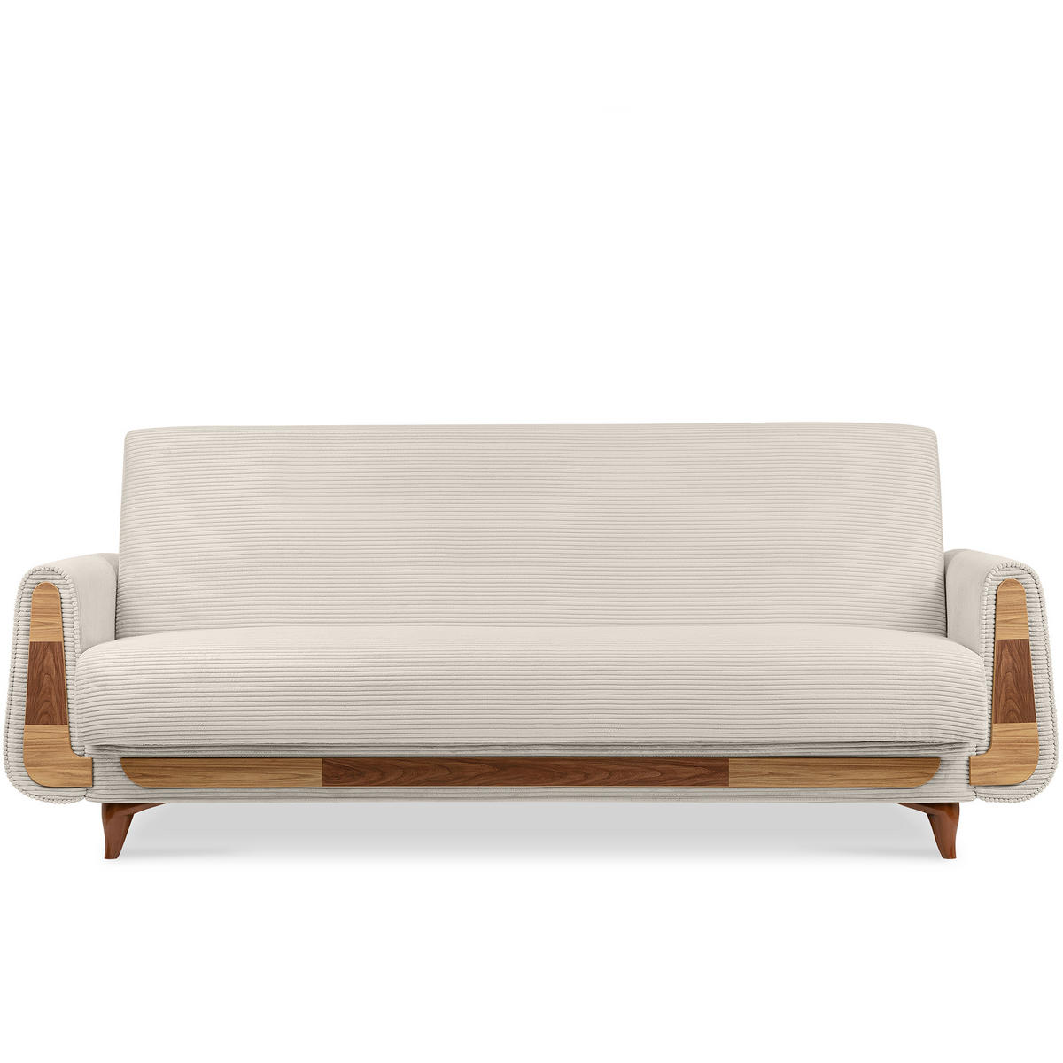 3-SITZER-SCHLAFSOFA GUSTAVO II mit Armlehnen, Creme - Creme, Holz/Holzwerkstoff (230/98/98cm) - KONSIMO®