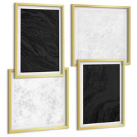 BILDER SET 4er Set - 50x50 cm & 40x60 cm Goldrahmen - Dunkles Licht, glamouröse Marmor - Goldfarben, Kunststoff (50/50cm) - TULUP