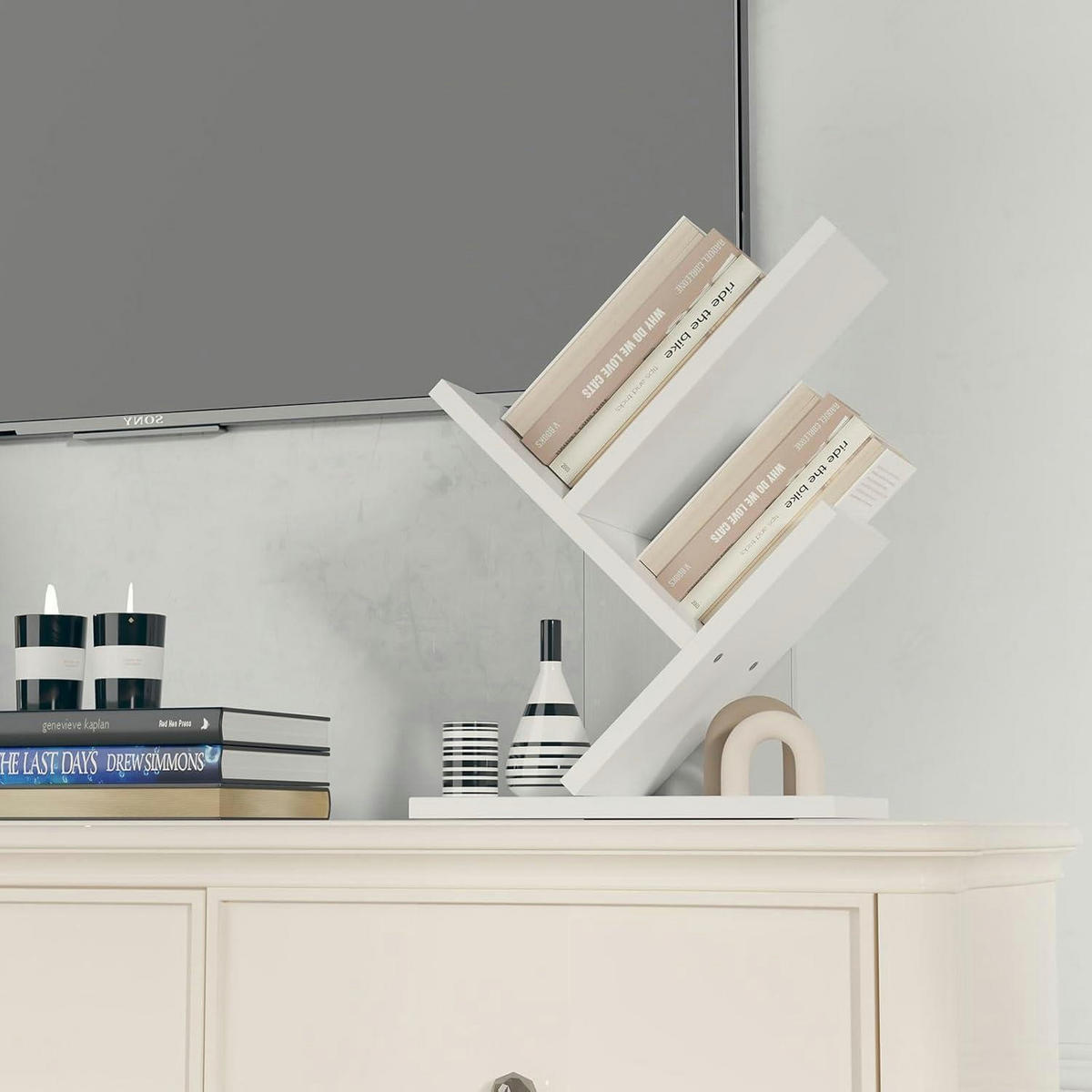 BÜCHERREGAL Baumform Weiß 40.5 cm - Weiß, Holzwerkstoff (17/40.5/30cm)