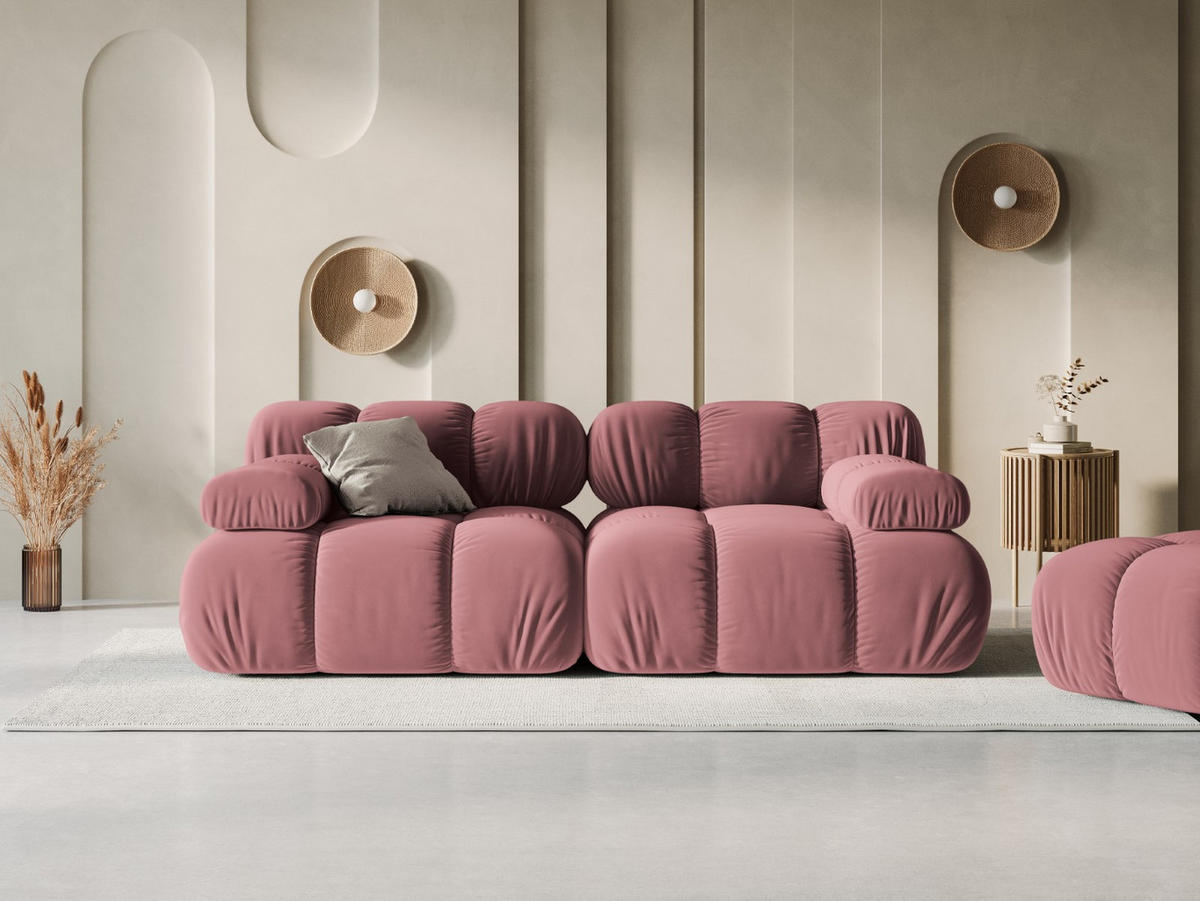 MODULARES-SOFA Bellis aus Samt rosa 2 Sitzplätze - Pink, Textil (94/63/188cm) - Micadoni