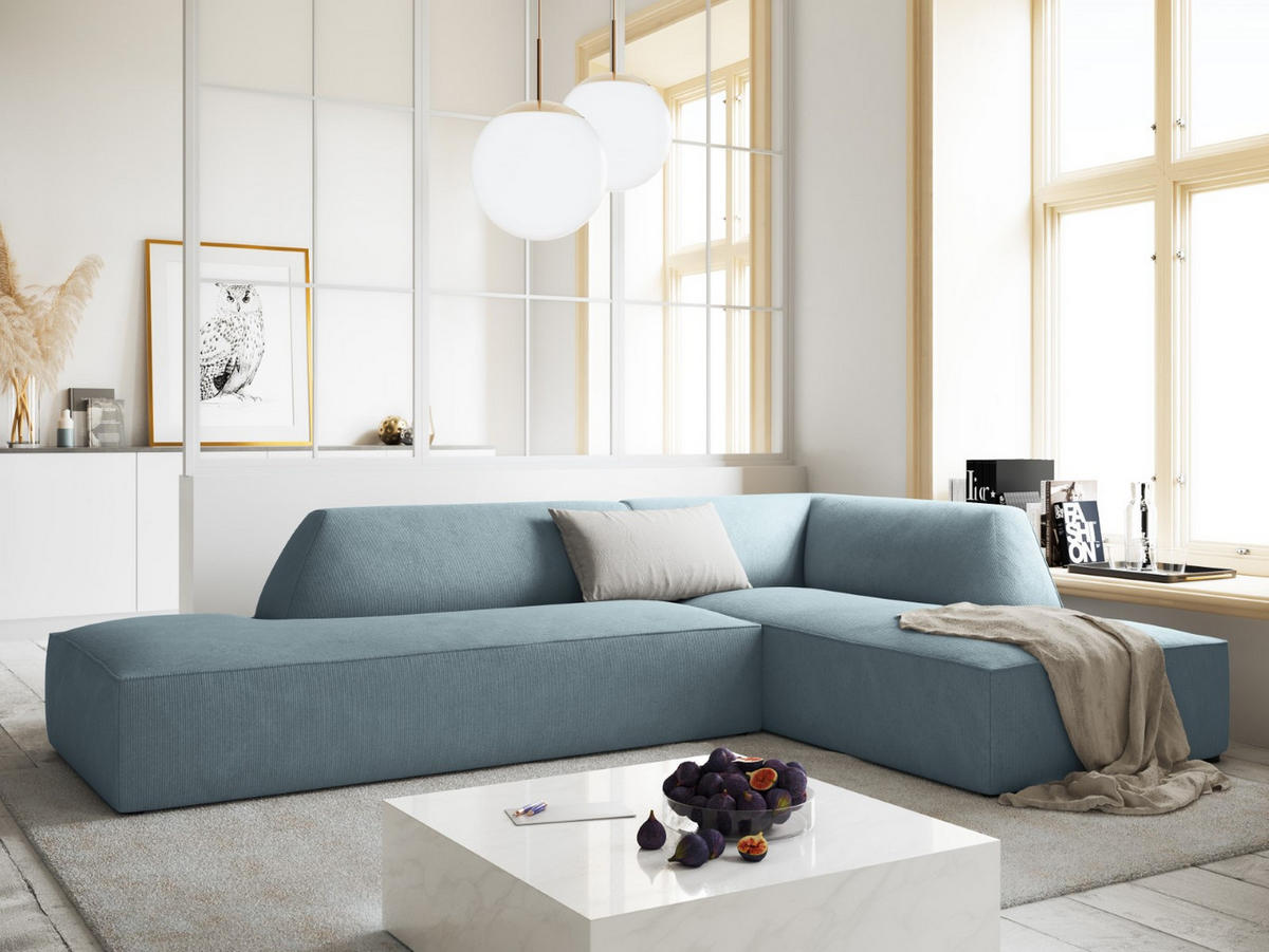 ECKSOFA rechts Ruby aus Cord hellblau 4 Sitzplätze - Hellblau, Textil (180/273cm) - Micadoni