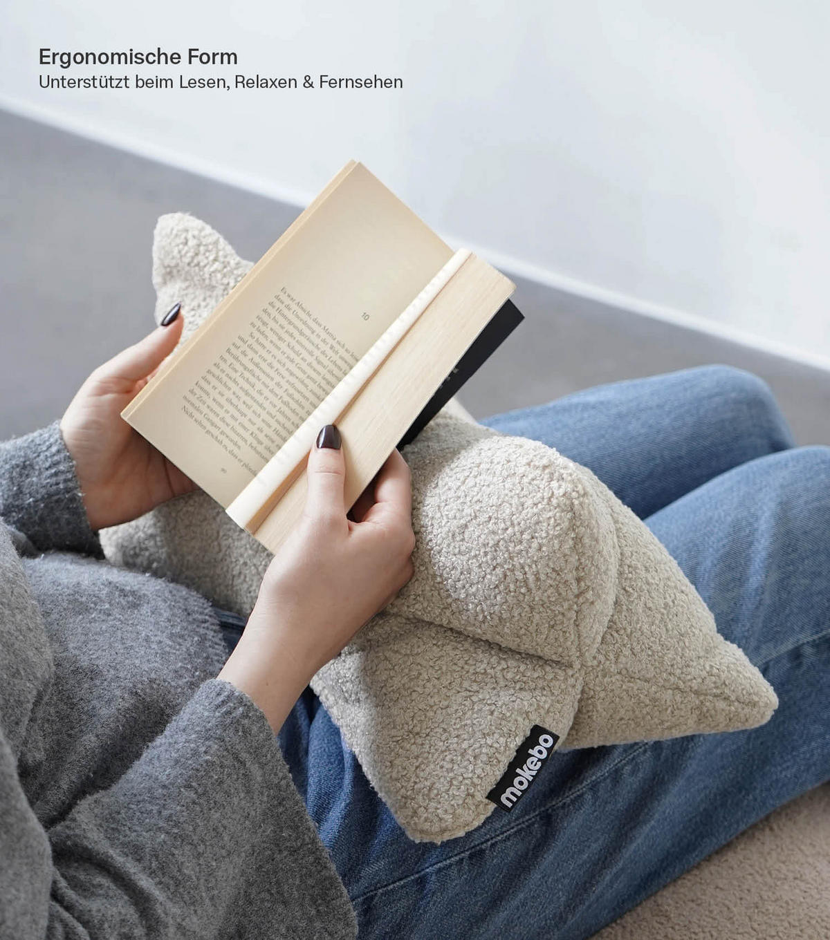 NACKENKISSEN Der Leseknochen - Beige, Textil (42/22cm) - Mokebo