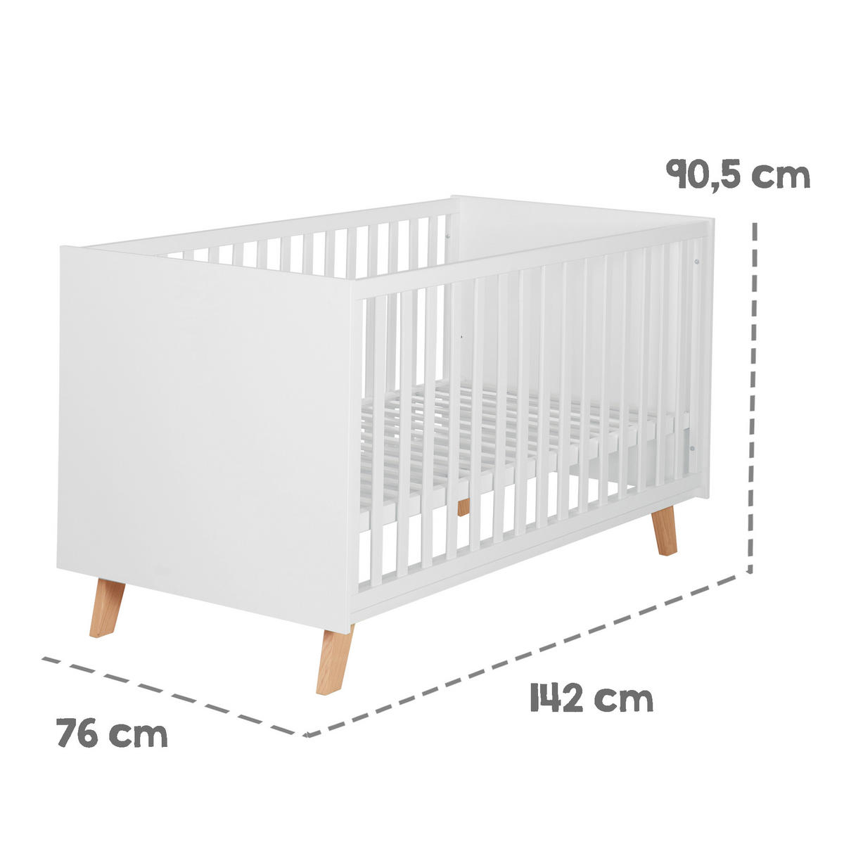 BABYZIMMER-SET Smile 3-teilig - Weiß, Holzwerkstoff (76/90.5/142cm) - Roba