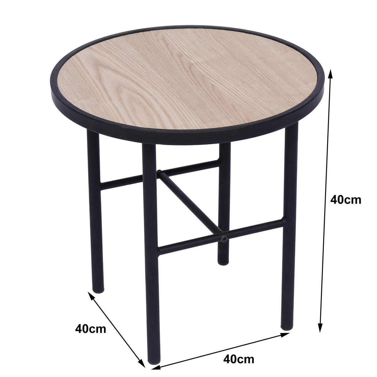 BEISTELLTISCH Rund Schwarz 40 x 40 x 40 cm - Schwarz, Holz (40/40/40cm) - Nordlys