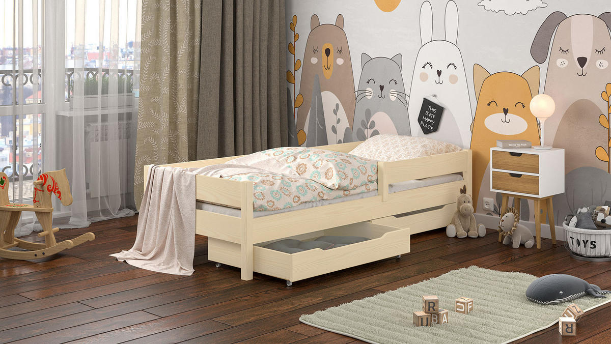 KINDERBETT Mix 200x90 naturweiß mit Schubladen - Weiß, Holzwerkstoff (90/200cm) - LUKDOM