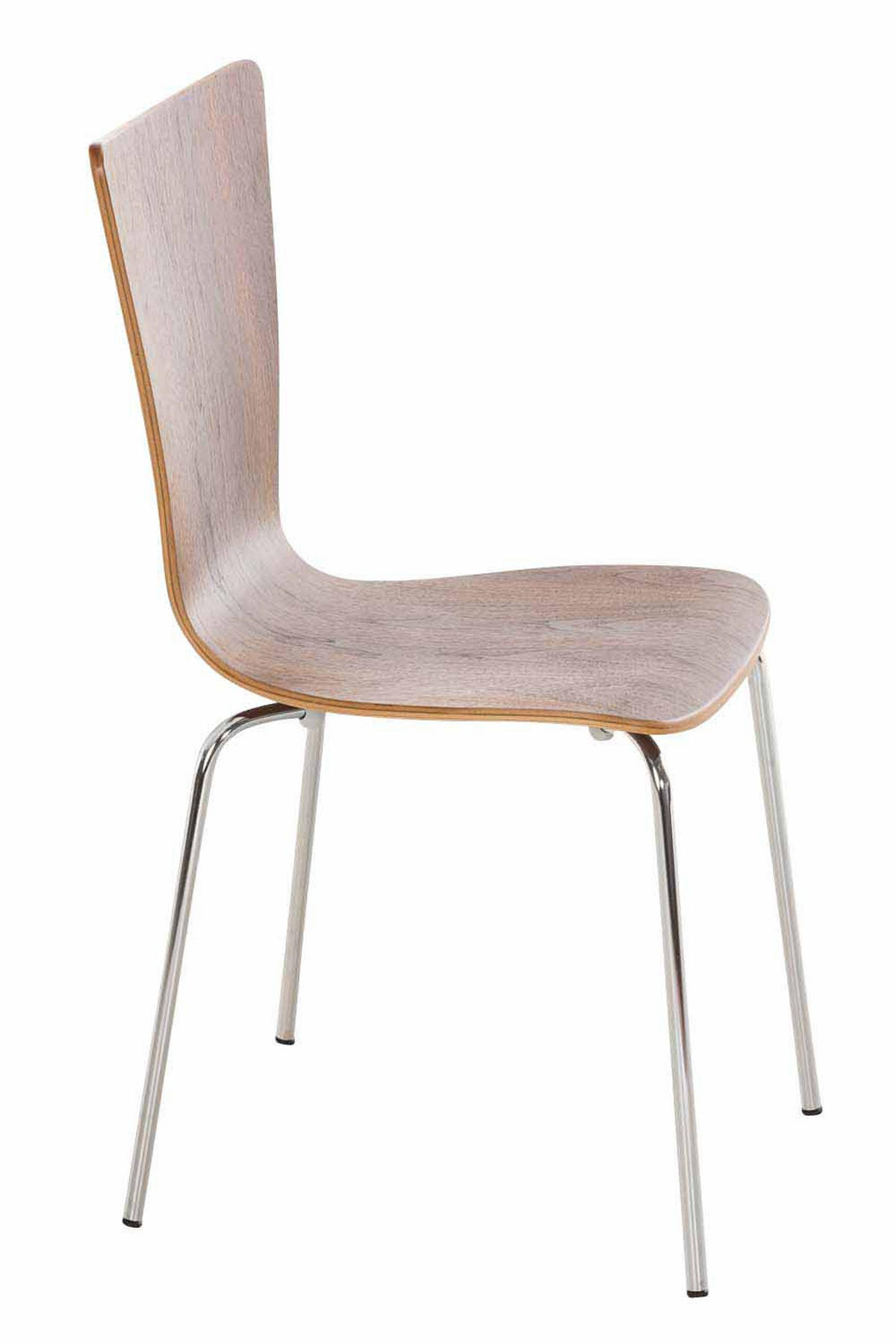 BESUCHERSTUHL Jaron mit Holzsitz und Metallgestell, Farbe: Walnuss - Chromfarben/Walnussfarben, Holz/Metall (43/84/50cm) - TPFLiving
