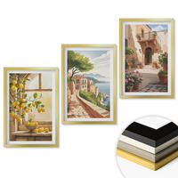 WANDBILDER 3er Set - 40x60 cm Goldrahmen - Zitrusfrüchte in der Küchenmeerstadt - Goldfarben, Kunststoff (40/60cm) - ArtPrintCave