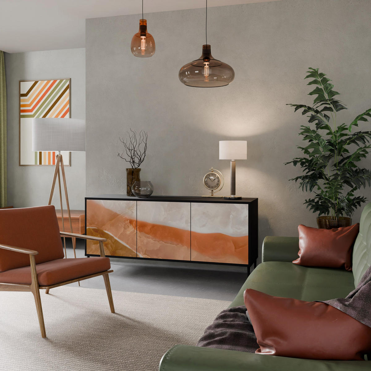 SIDEBOARD SANDHILLS SPLENDOUR, Eicheneffekt, 164,5x42x77,5 cm, 3 Türen - Eichefarben/Buchefarben, Holzwerkstoff/Buchenholz (164.5/77.5/42cm) - SpaceRebels