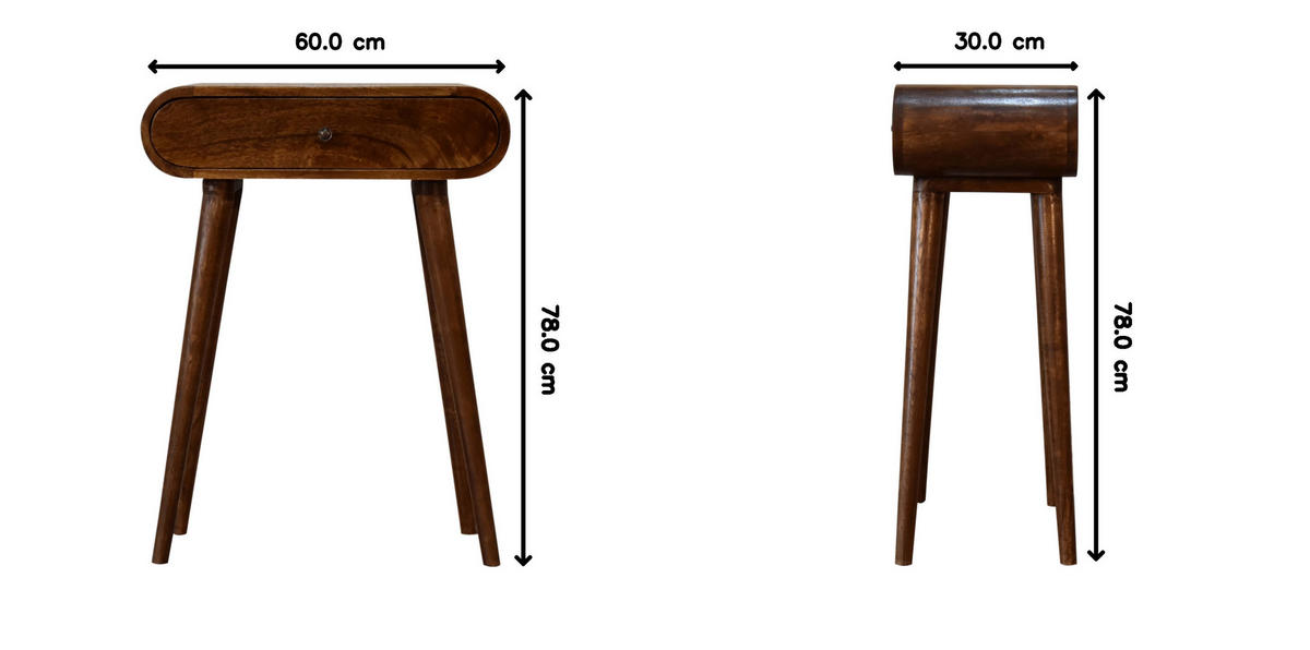 KONSOLENTISCH mini im Kastanienholz-Finish, 1 Schublade, Nordische Beine, Braun - Kastanienfarben/Messingfarben, Holz/Metall (30/60/78cm) - Artisan Furniture