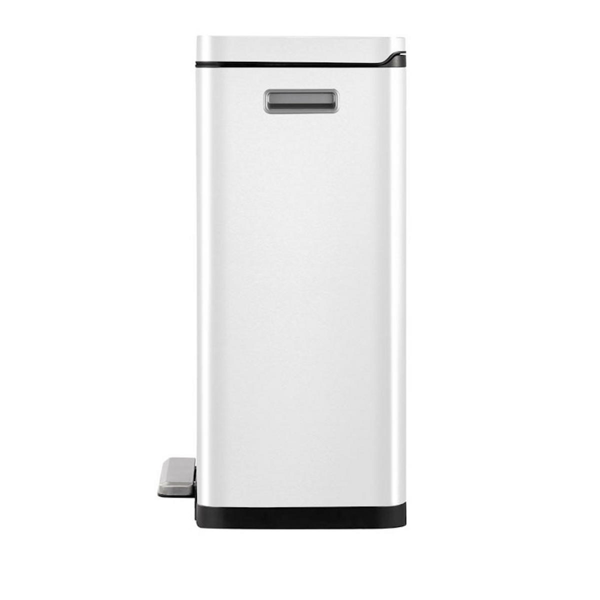 MÜLLEIMER Stilvoller Rechteckiger Mit Extra Breitem Pedal & Gedämpften Stay Open Deckel 63,7 x 36,2 x 29,7 cm 30 Liter Weiß - Weiß, Metall (36.2/63.7/29.7cm) - PROREGAL