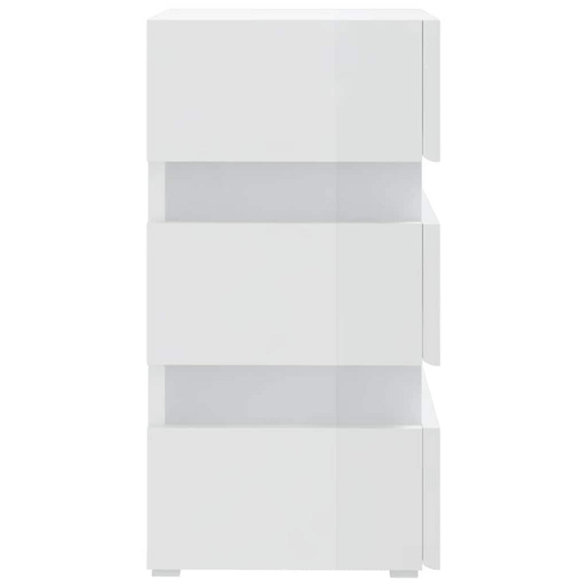 NACHTTISCH mit LED 45/35/67 cm aus Holzwerkstoff in Hochglanz-Weiß - Weiß, Holz (45/67/35cm) - vidaXL