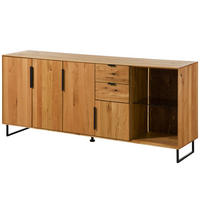 SIDEBOARD Wildeiche 180x43x79 natur geölt LINDAU #09 - Braun, Holz (180/79/43cm) - Massivmoebel24