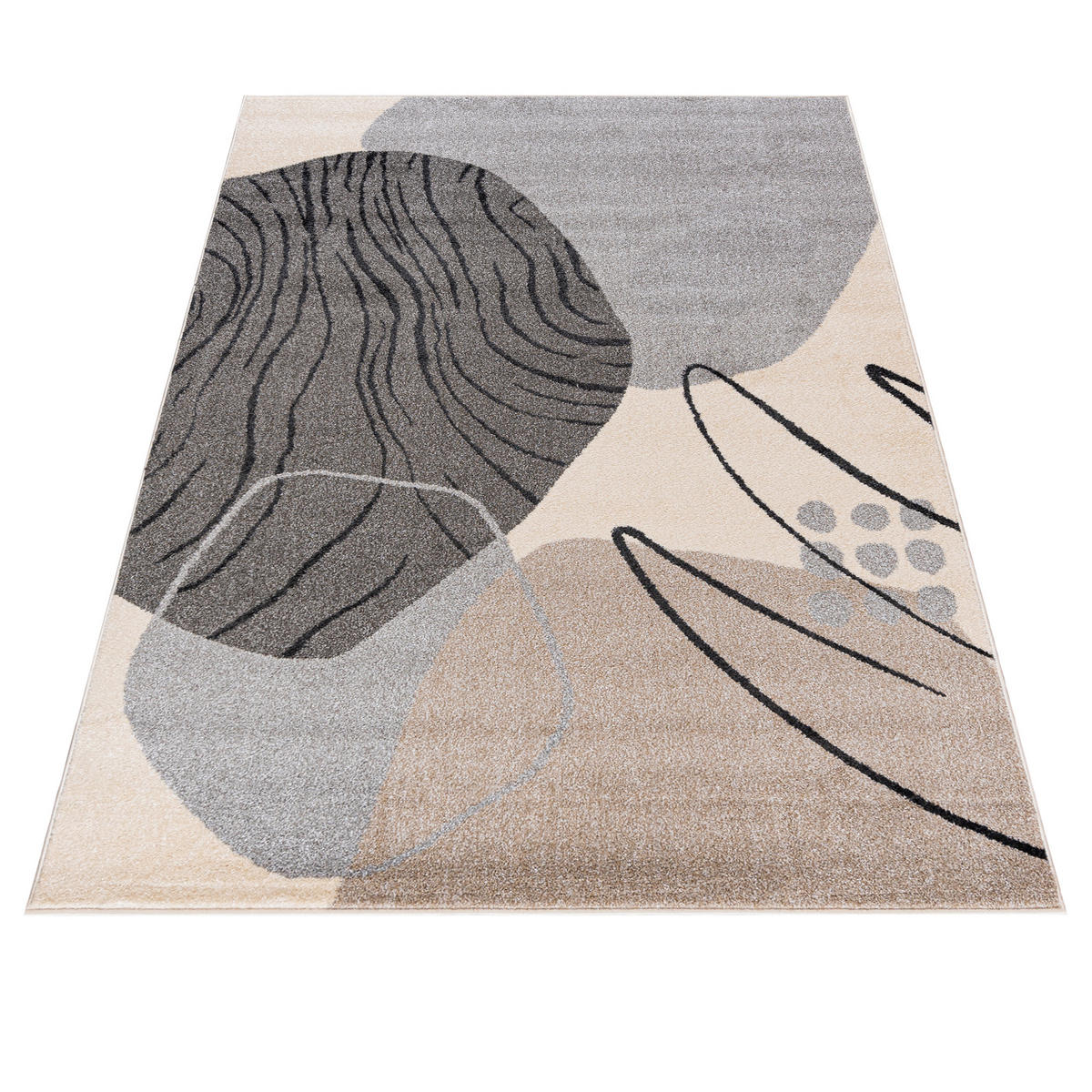 TEPPICH Beige Geometrisch In-Outdoor Pflanzlich Kurzflor Rechteckig 200 x 300 cm - Hellgrau, Textil (200/300cm) - Mazovia