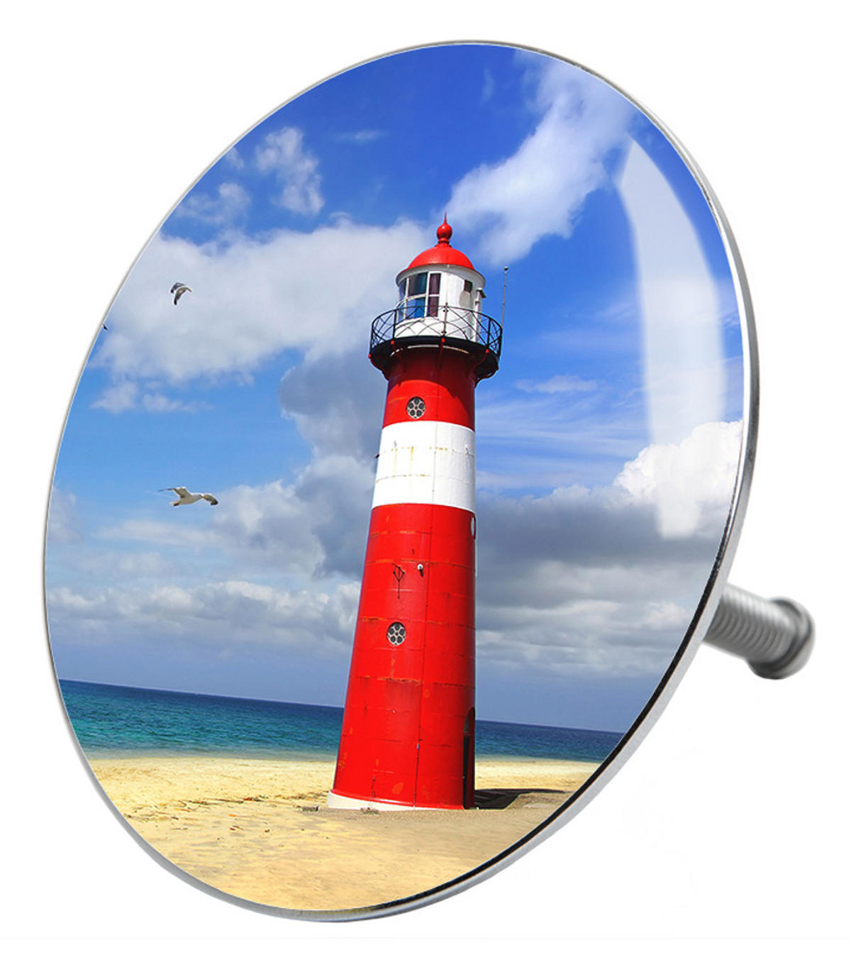 BADEWANNENSTÖPSEL Leuchtturm - Blau, Metall (8/10/10cm) - Sanilo