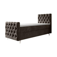 BOXBETT CHESTER PLUS mit Matratze H3, Bonell und Topper 80x200 Monolith 15 Links - Braun, Textil (80/200cm) - Bedante
